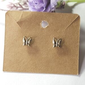 Vintage Gold Plated Dainty Butterfly Stud Earrings